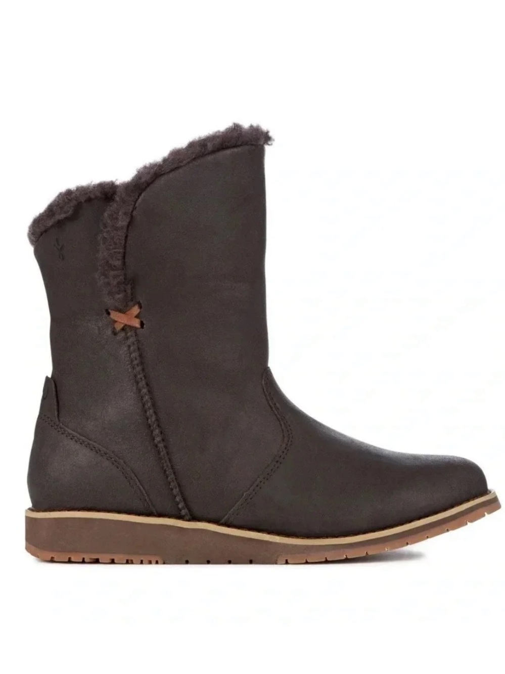 Emu Women's Dark Brown Suede Lambswool Fur Lined Winter Boots